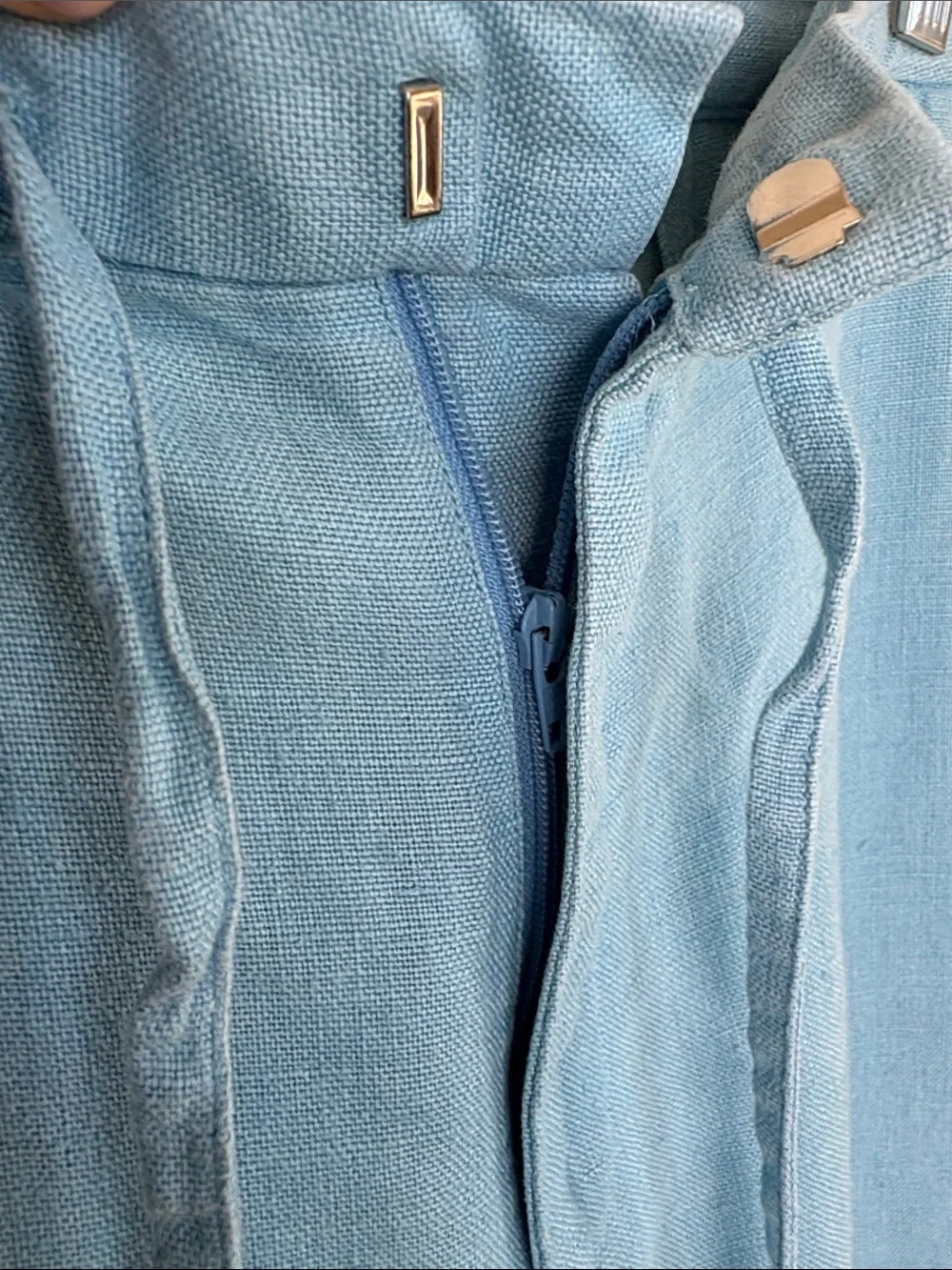 Banana Republic Blue 100% Linen Wide Leg Drawstring Pants Size 8 Relaxed